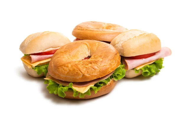 Бутерброди Ізольовані Білому Тлі — стокове фото