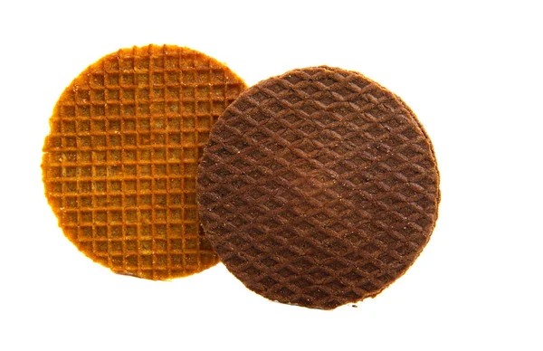 Waffles Holandeses Isolados Sobre Fundo Branco — Fotografia de Stock