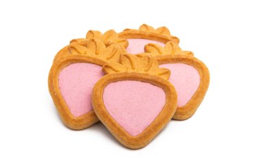 Beyaz arka plan üzerinde izole çilek kurabiye