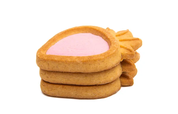 白い背景に分離されたイチゴ クッキー — ストック写真