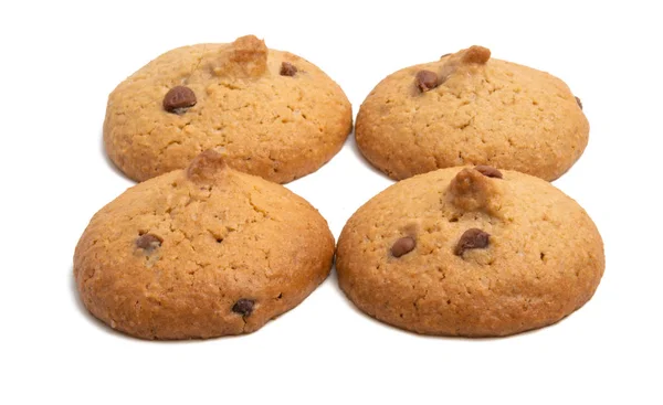 Cookies Med Chokolade Isoleret Hvid Baggrund - Stock-foto