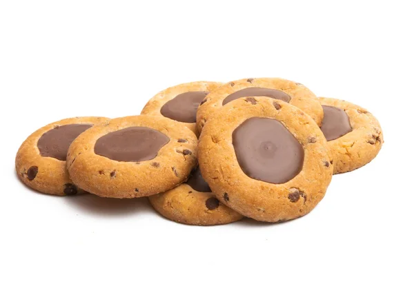 Galletas Con Chocolate Aisladas Sobre Fondo Blanco — Foto de Stock