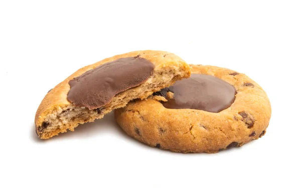 Biscotti Con Cioccolato Isolato Sfondo Bianco — Foto Stock