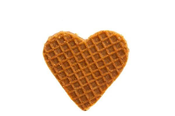 Waffles Holandeses Com Corações Isolados Fundo Branco — Fotografia de Stock