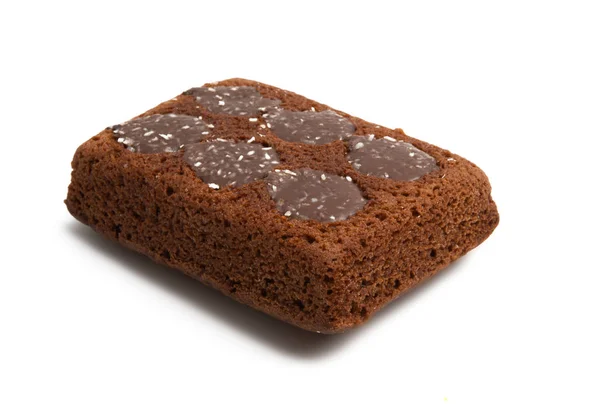 Choklad Svamp Kaka Isolerad Vit Bakgrund — Stockfoto