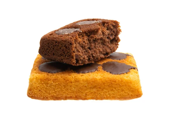 Choklad Svamp Kaka Isolerad Vit Bakgrund — Stockfoto