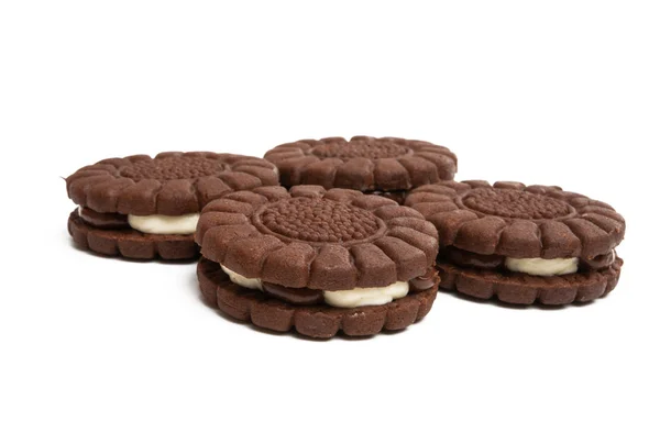 Galleta Sándwich Aislada Sobre Fondo Blanco — Foto de Stock