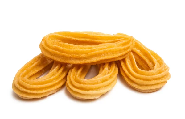 Galletas Españolas Churros Aislados Sobre Fondo Blanco —  Fotos de Stock