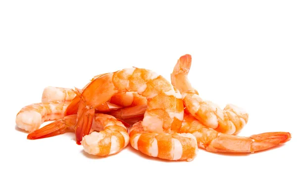 Crevettes Bouillies Isolées Sur Fond Blanc — Photo