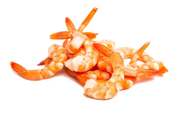 在白色背景上分离的煮熟虾 — 图库照片