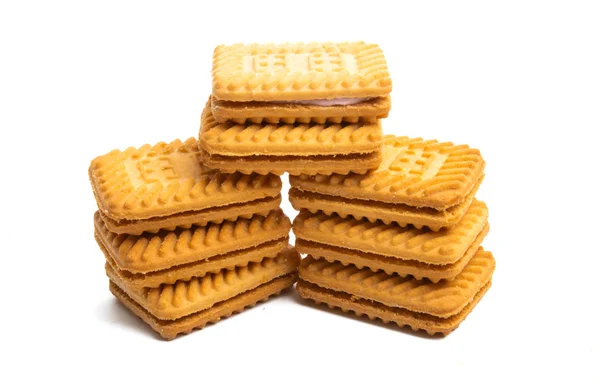 Cream Sandwich Cookie Isolerad Vit Bakgrund — Stockfoto