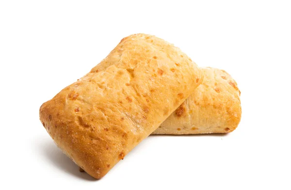 Ciabatta met kaas geïsoleerd — Stockfoto