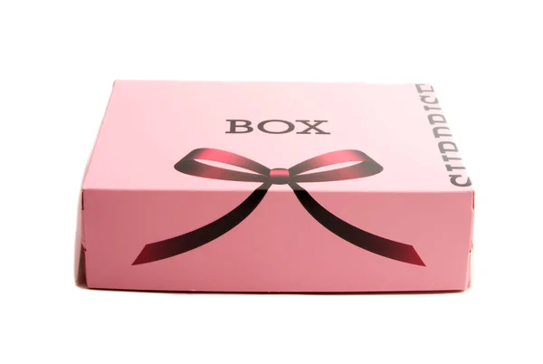 Caixa rosa com uma surpresa isolada — Fotografia de Stock