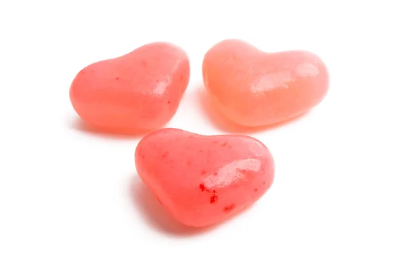 Heart shaped jelly beans isolated — Stock Photo, Image