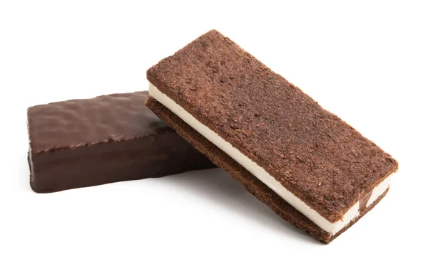 Chocolade spons cake met melk souffle — Stockfoto