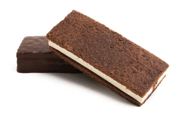 Chocolade spons cake met melk souffle — Stockfoto