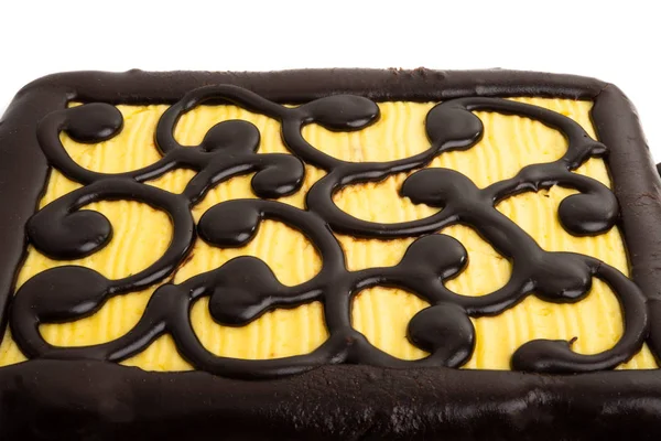 Choklad citron kaka isolerad — Stockfoto