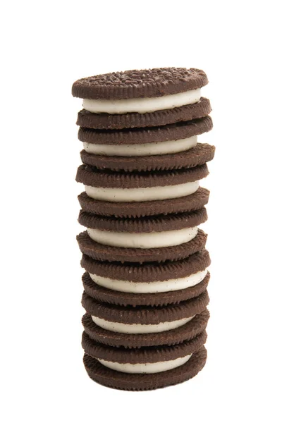 Dubbele cookie met melk vulling geïsoleerd — Stockfoto