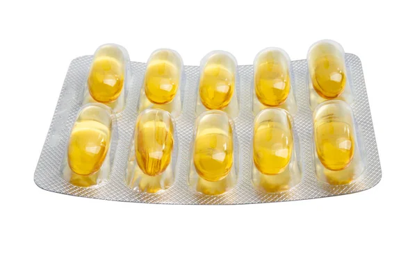 Vissen olie capsules geïsoleerd — Stockfoto