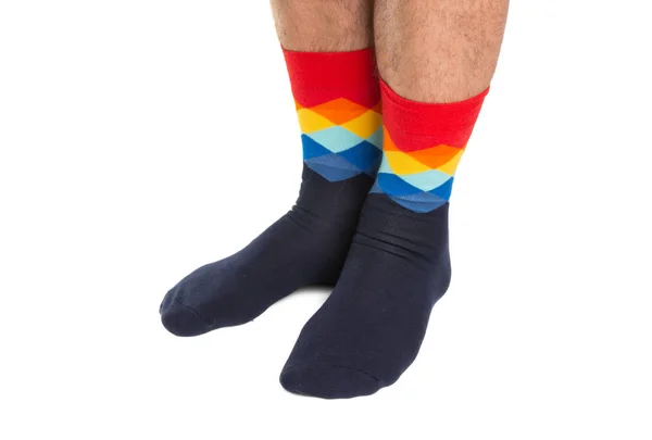 Männliche Beine in Socken isoliert — Stockfoto