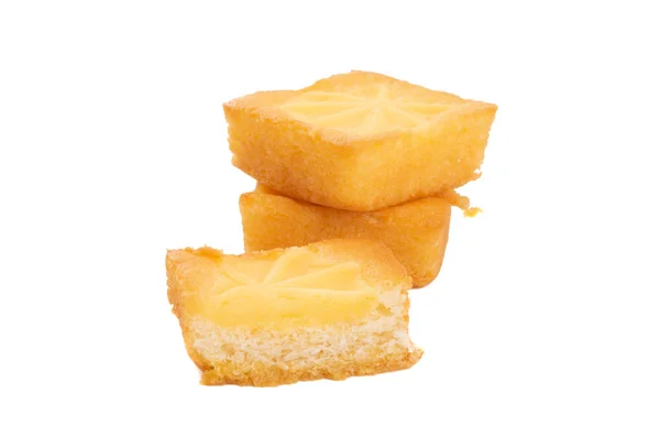 Sponge cake with vanilla cream isolated — Stock Photo, Image