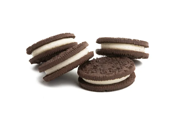 Dvojitý soubor cookie s izolovaným mlékem — Stock fotografie