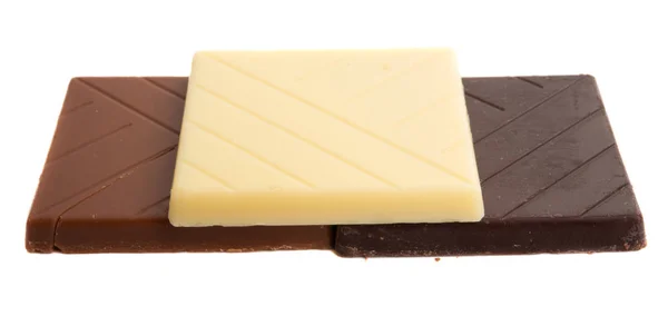 白、 牛奶巧克力和黑巧克力 — 图库照片