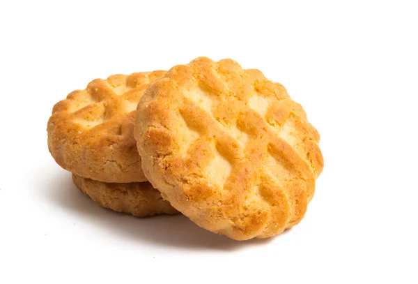 Round butter cookies isolated — Stock Photo, Image