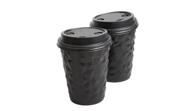 Zwarte koffiekopje geïsoleerd — Stockfoto
