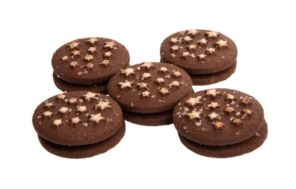 Chocolade koekjes met sterretjes geïsoleerd — Stockfoto
