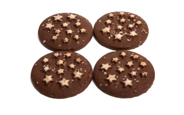Čokoládové sušenky s hvězdičkami izolované — Stock fotografie