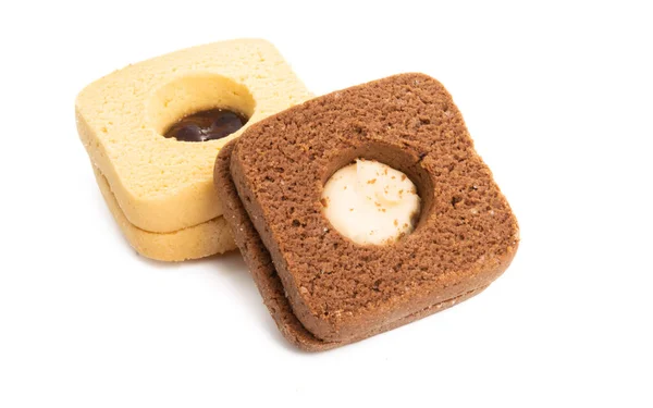 Square italian sandwich cookie isolated — Stock Photo, Image