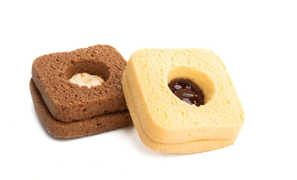 Square italian sandwich cookie isolated — Stock Photo, Image