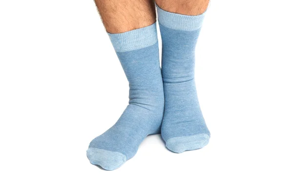 Socks on the legs of a man isolated — Stock Photo, Image