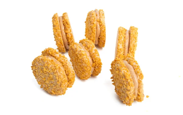 Sušenky se izolovanou ořechovou náplní — Stock fotografie