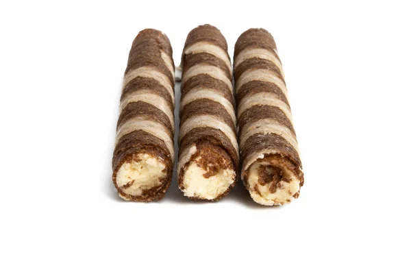 Rollos de oblea con chocolate aislado —  Fotos de Stock