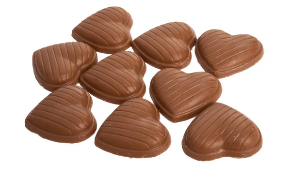 Cuori di cioccolato isolati — Foto Stock