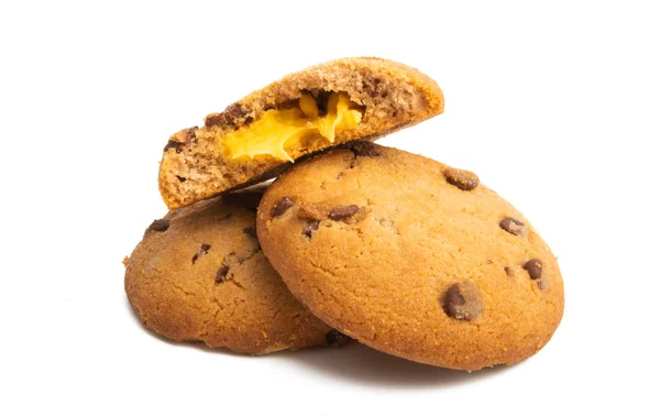 Galletas de chocolate con crema de naranja aislada — Foto de Stock