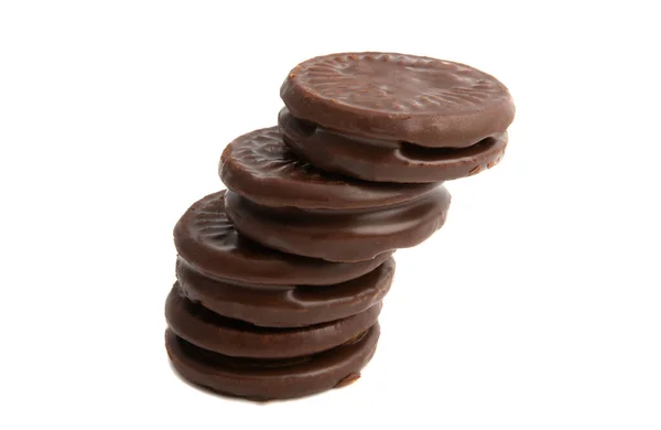 Choklad smörgås cookies isolerade — Stockfoto