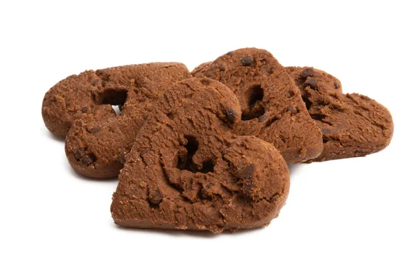 Chocolade harten koekjes geïsoleerd — Stockfoto