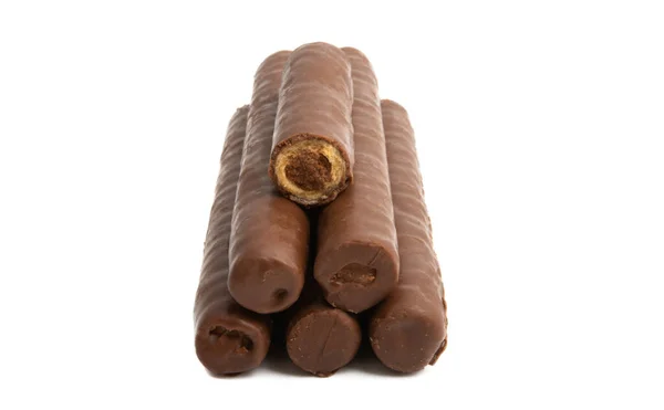 Cioccolato wafer rotoli isolati — Foto Stock