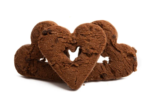 Chocolat cœurs cookies isolés — Photo