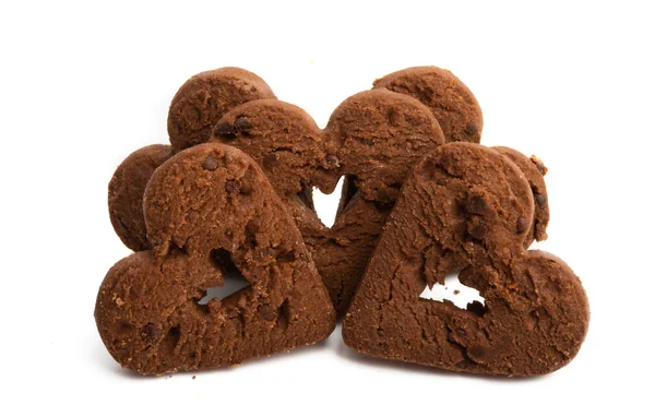 Chocolade harten koekjes geïsoleerd — Stockfoto