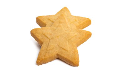 Beyaz arka planda izole edilmiş noel tereyağlı kurabiyeler