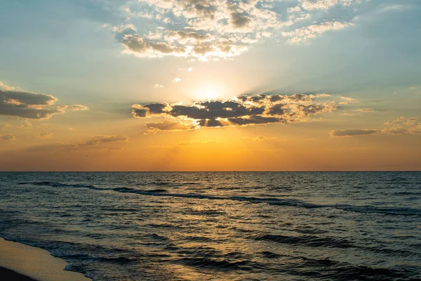 Morski Zachód Słońca Nad Morzem — Zdjęcie stockowe