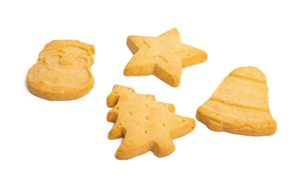 Vánoční Máslo Cookies Izolované Bílém Pozadí — Stock fotografie