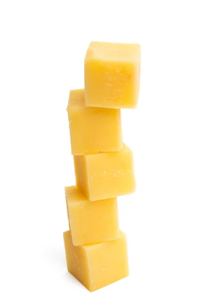 Cheese Squares Isolated White Background — Stock Photo, Image