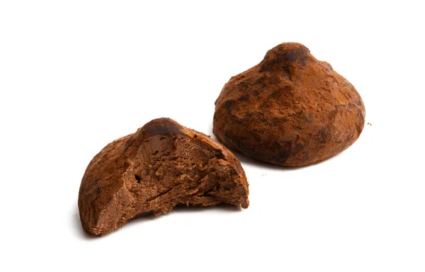 Chocolade Truffel Geïsoleerd Witte Achtergrond — Stockfoto