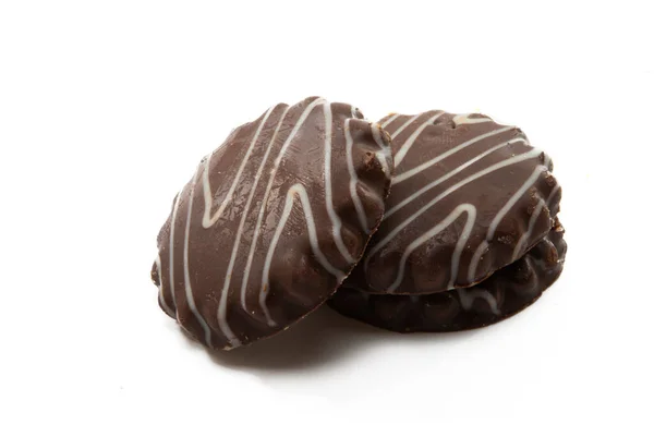 Galletas Con Chocolate Aisladas Sobre Fondo Blanco —  Fotos de Stock
