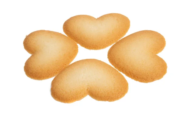 Galletas Corazones Aislados Sobre Fondo Blanco — Foto de Stock